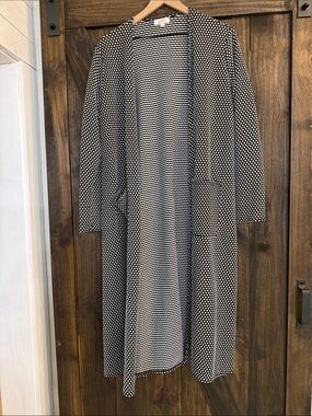LuLaRoe Black & White Polka Dot Long Open Cardigan